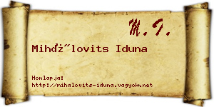 Mihálovits Iduna névjegykártya